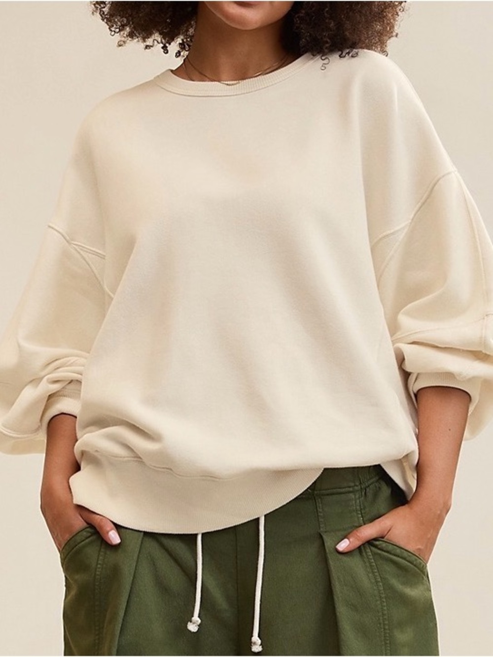 aerie Cream Bandana-Print Oversized Sweatshirt - Picture 2 of 13